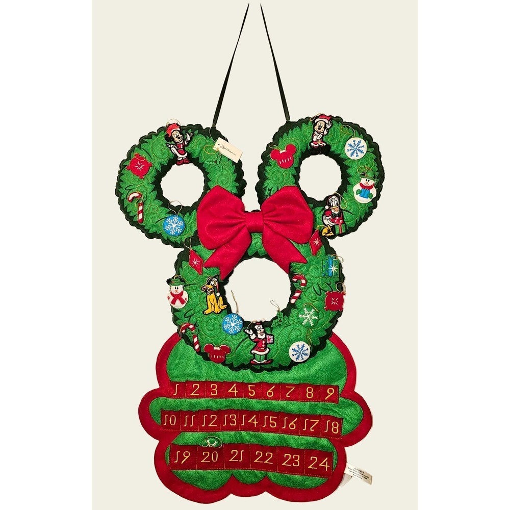 NWT Disney World Mickey Mouse Christmas Advent Calendar Plush Ornaments Wreath